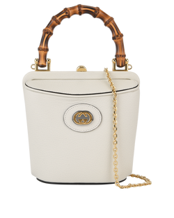 Bamboo Bucket Bag, Leather, Creme,MII,S,D,B,3*